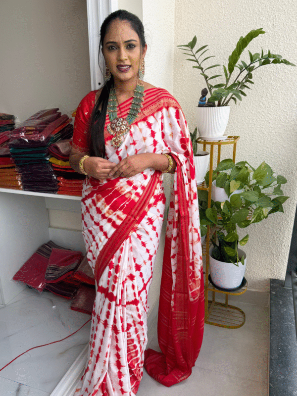 Shibori Semi Mysore Crepe Silk Saree